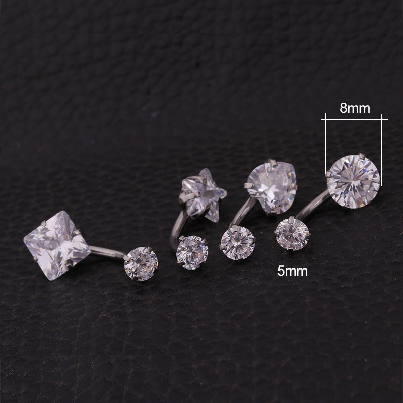 Fashion Star 316L Stainless Steel Zircon Gemstone Navel Ring