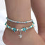 Fashion Starfish Pearl Conch and Turtle Pendant Anklet - Handmade Retro Wave Beach Foot Jewelry