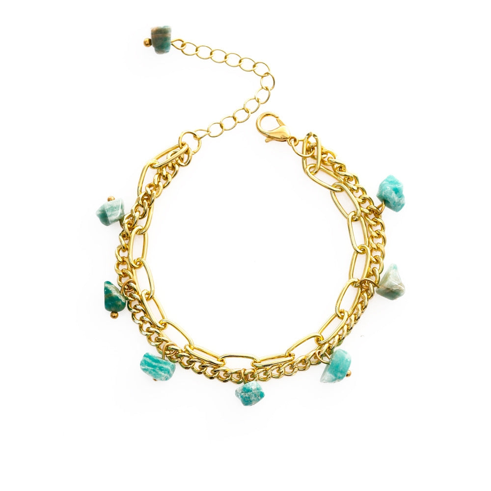 Layered Turquoise Pendant Stone Alloy Women's Bracelet