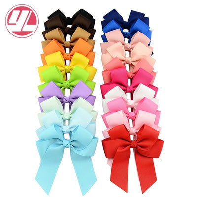 Fashion Handmade Double Streamer Polyester Ribbed Satin Ribbon Bow Hair Clip Accessories