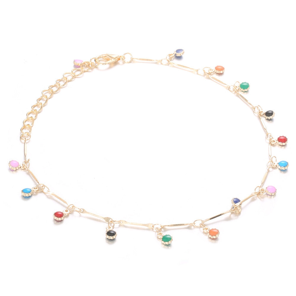 Fashion Sunflower Gemstone Resin Anklet