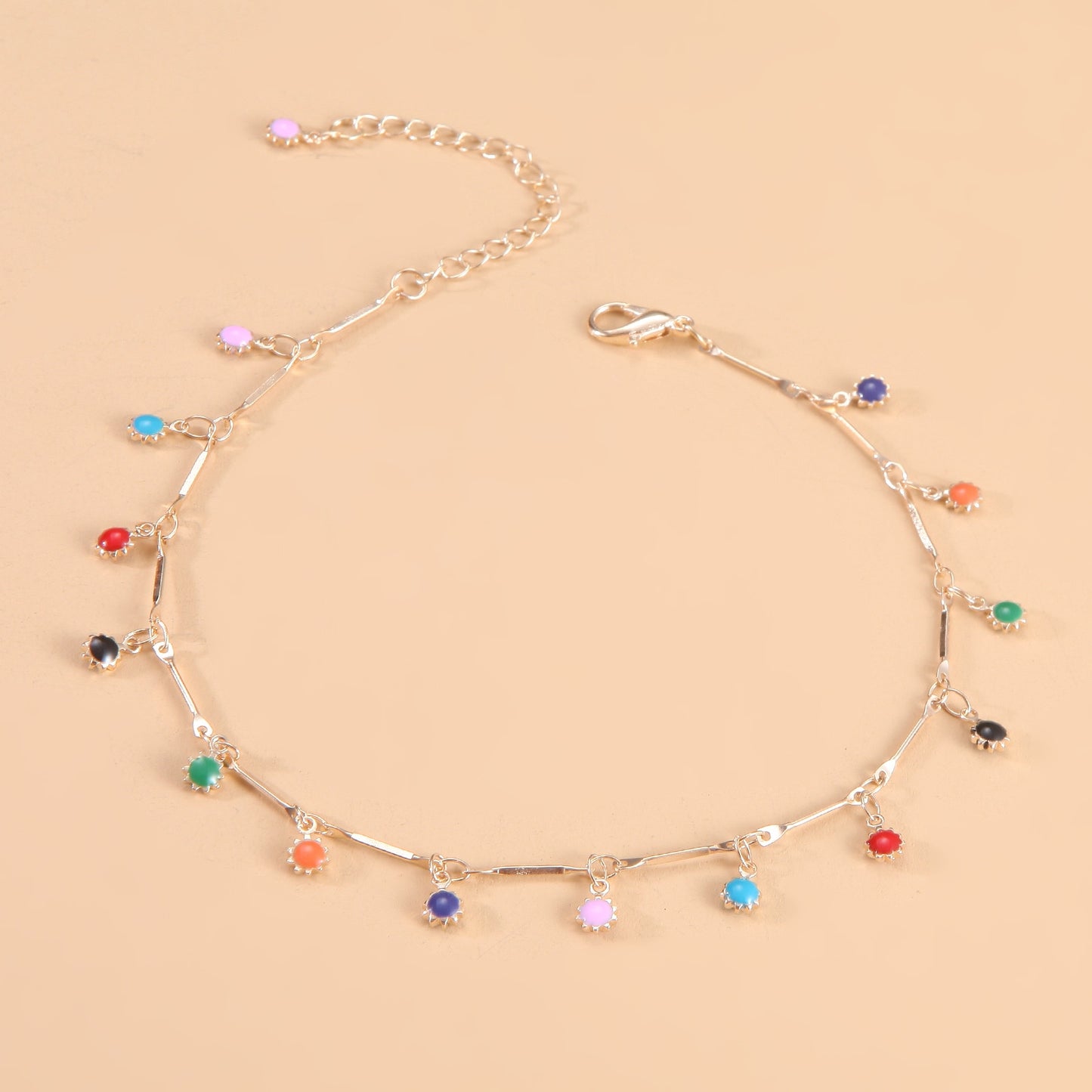 Fashion Sunflower Gemstone Resin Anklet