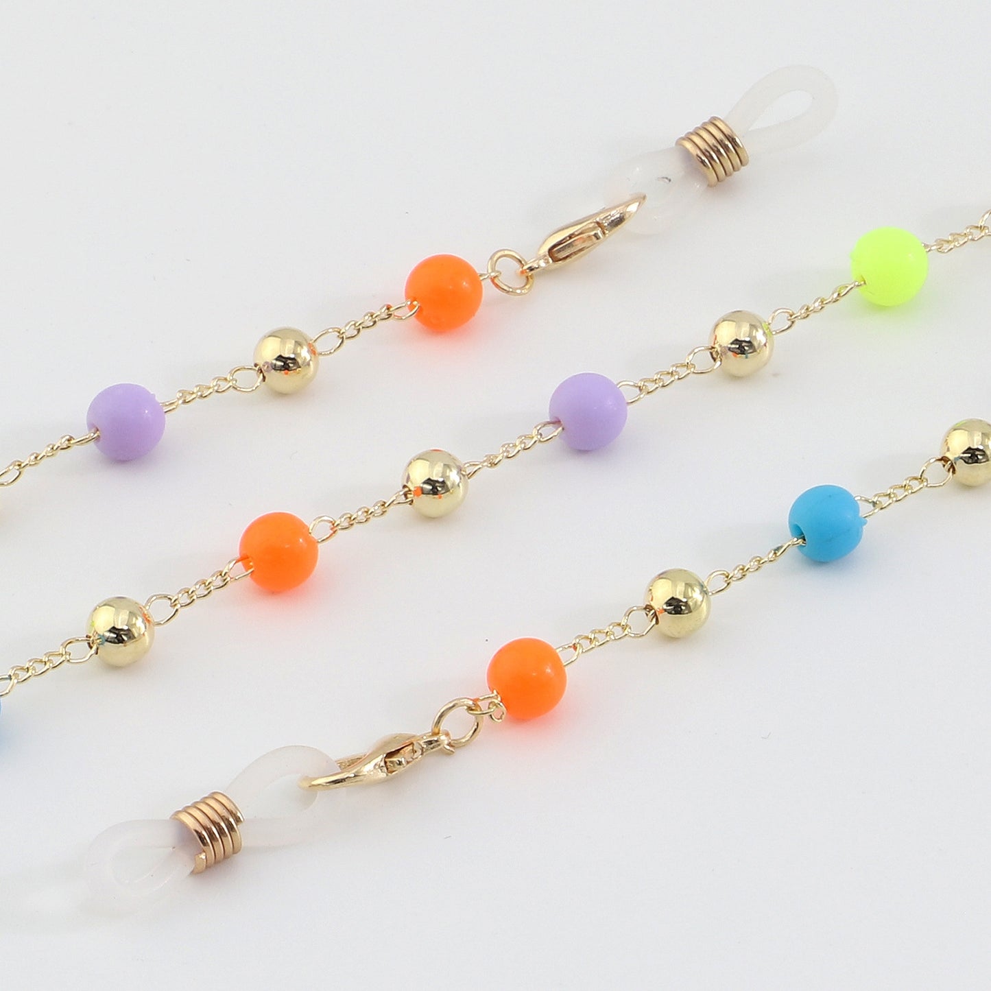 Fashion Multi-purpose Gold Jelly Color Round Beads Glasses Chain