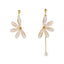 Fashion Asymmetrical Flower Petal Pearl Clip-On Earrings for Women