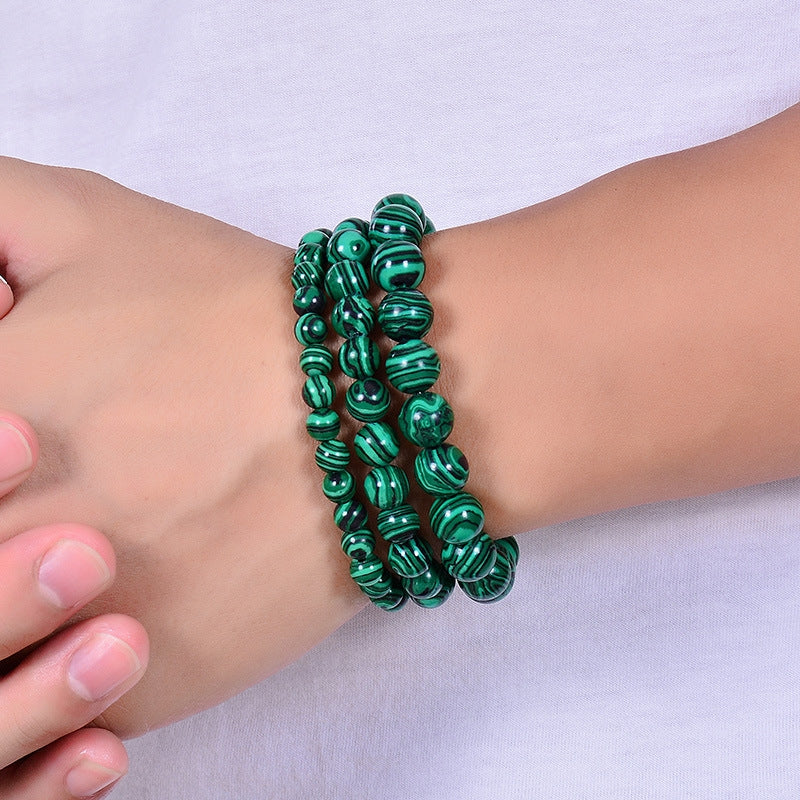 Fashion Swirl Pattern Malachite Natural Stone Beaded Bracelet