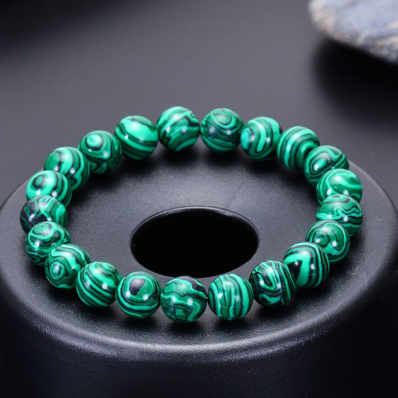 Fashion Swirl Pattern Malachite Natural Stone Beaded Bracelet