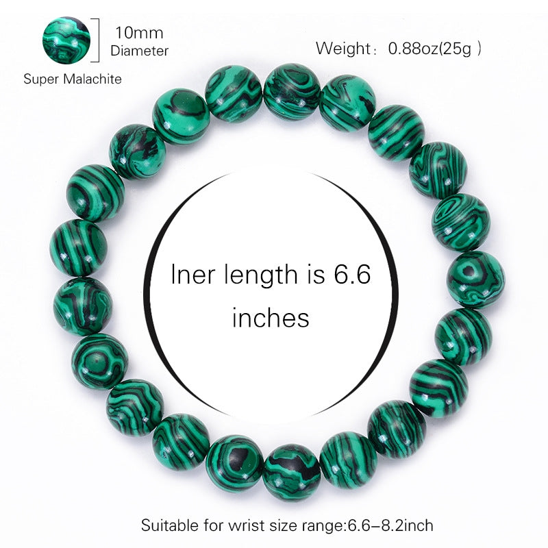 Fashion Swirl Pattern Malachite Natural Stone Beaded Bracelet