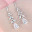 Elegant Tassel Teardrop Zircon Leaf Bridal Copper Earrings