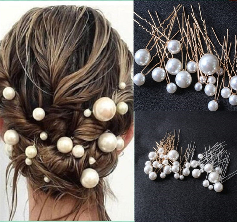 Fashion U Shape Pearl Hair Pin Set - 18 Pieces Bridal Hair Accessories