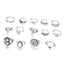 Fashion Sunflower Moon Water Drop 14-Piece Ring Set