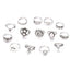 Fashion Sunflower Moon Water Drop 14-Piece Ring Set