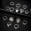 Fashion Sunflower Moon Water Drop 14-Piece Ring Set