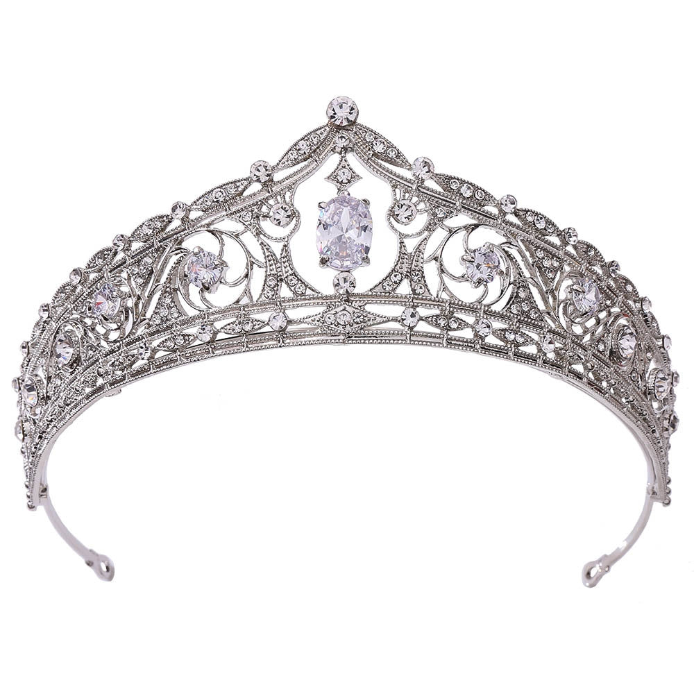 Elegant Zircon Inlay Crown Bridal Headpiece