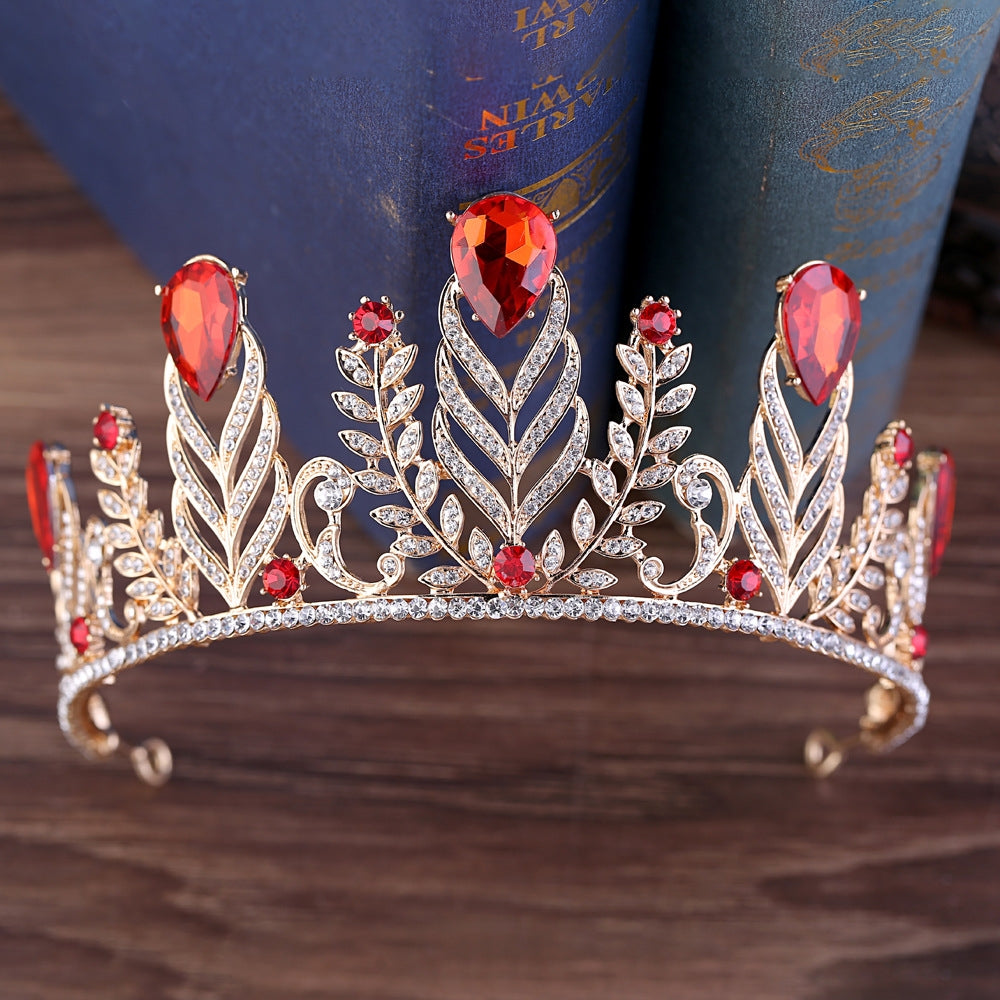 Elegant Zircon Inlay Baroque Bridal Crown for Weddings