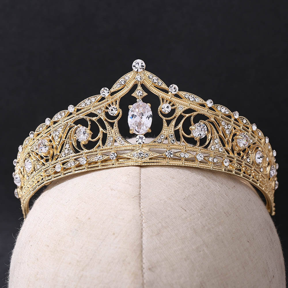 Elegant Zircon Inlay Crown Bridal Headpiece