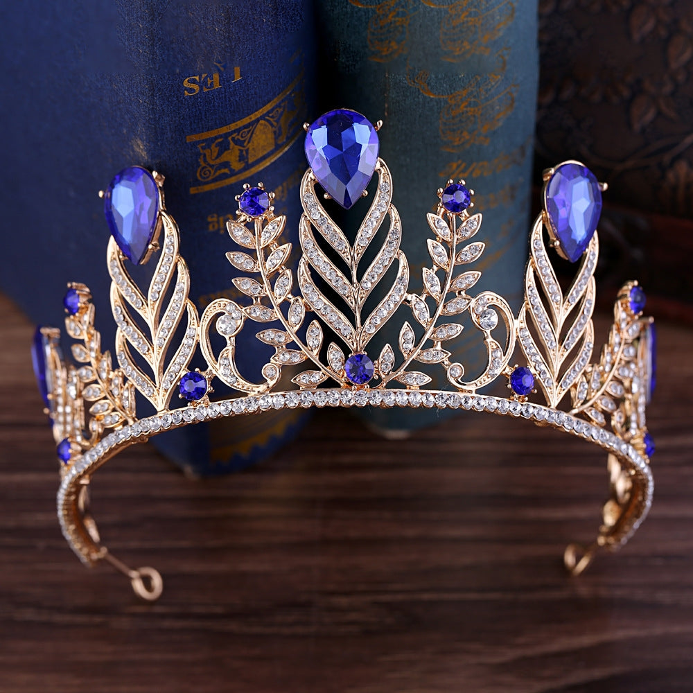 Elegant Zircon Inlay Baroque Bridal Crown for Weddings