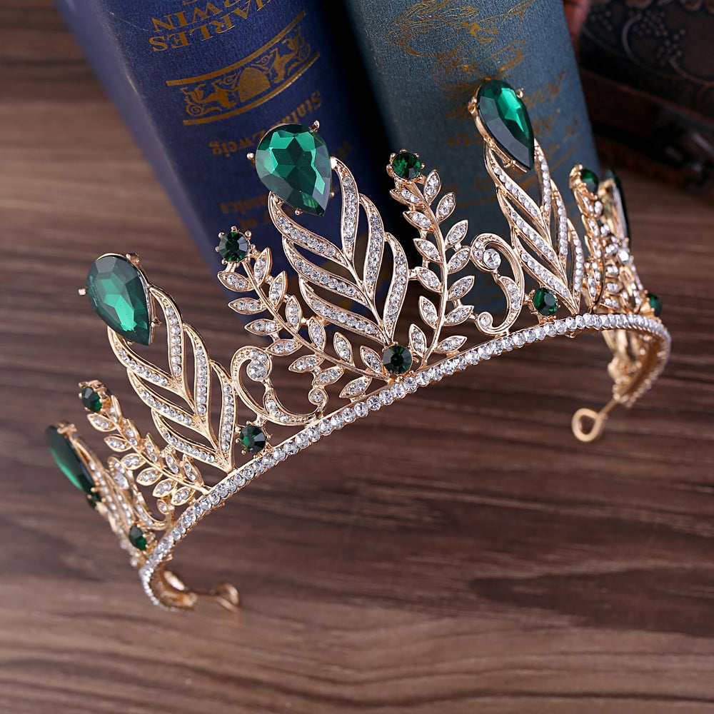 Elegant Zircon Inlay Baroque Bridal Crown for Weddings