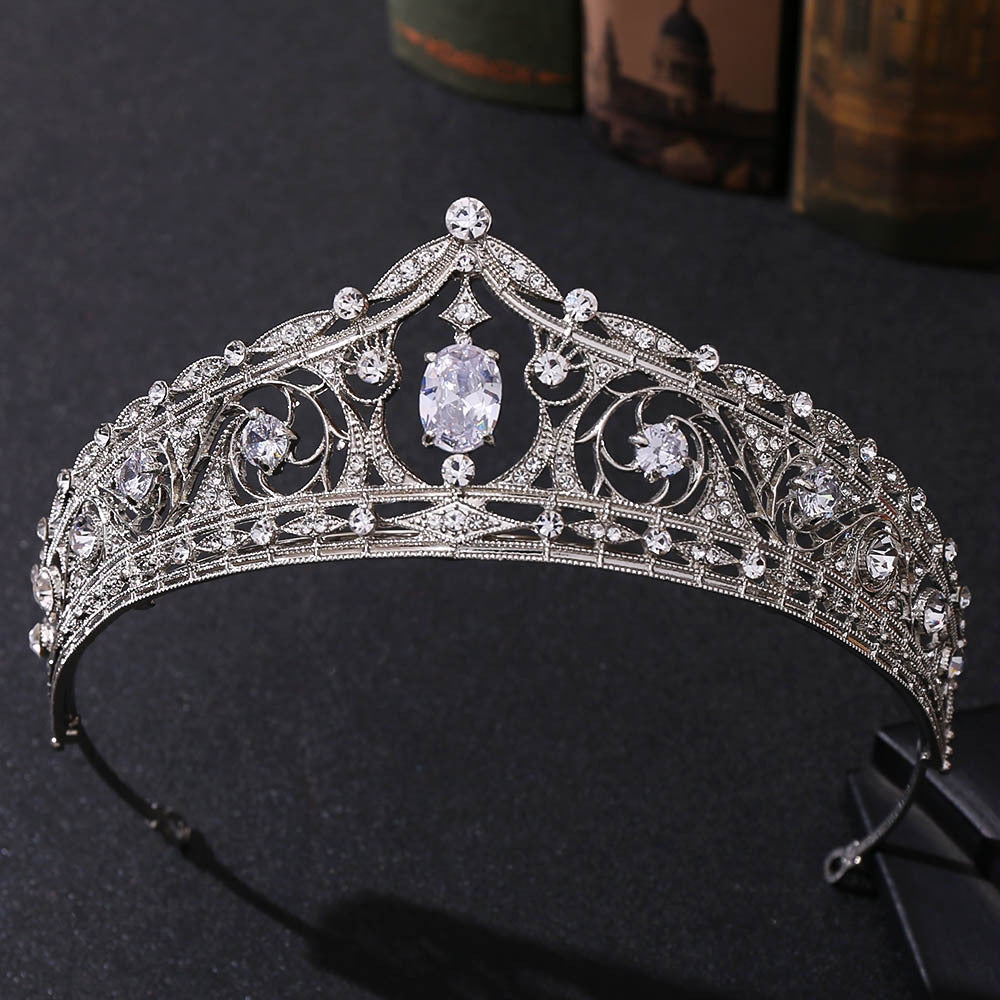 Elegant Zircon Inlay Crown Bridal Headpiece