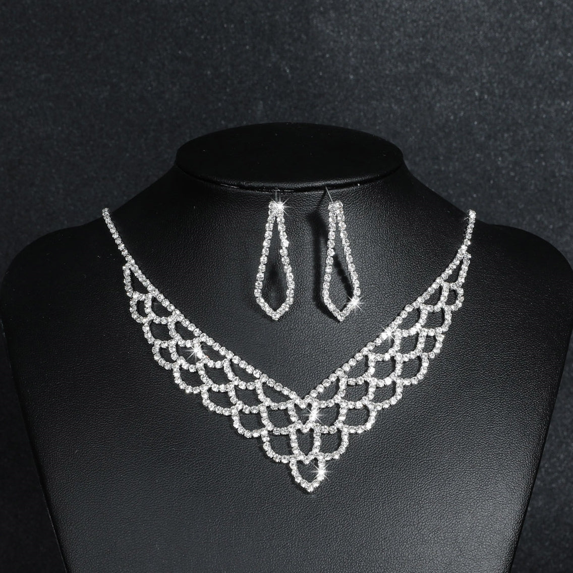 Elegant Crystal Rhinestone Necklace and Earring Set