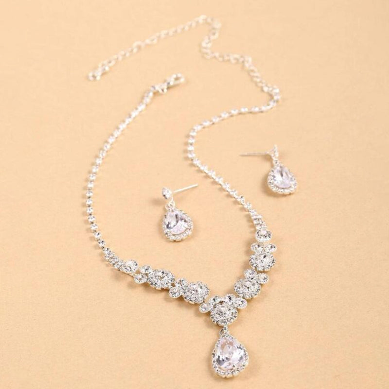 Elegant Zirconia Necklace and Earring Set for Bridal and Evening Wear