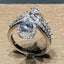 Pear-Shaped Zirconia Water Droplet Copper Ring with Platinum Plating