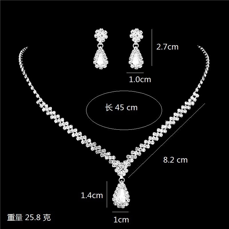 Fashion Rhinestone Jewelry Set: Water Droplets Flower Necklace, Earrings, and Bracelet for Wedding Bridal Accessories