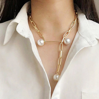 Elegant Water Droplet Imitation Pearl Pendant Necklace for Women