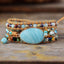 Fashion Natural Stone Leather Patchwork Women's Bracelet