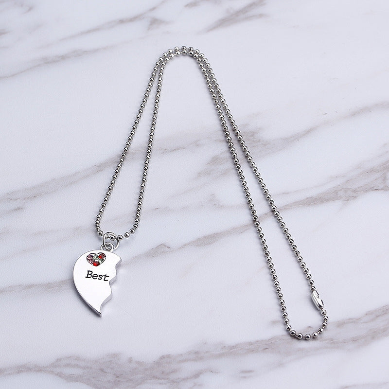 Fashion Wild Heart-Shaped Diamond Stitching Necklace for Women