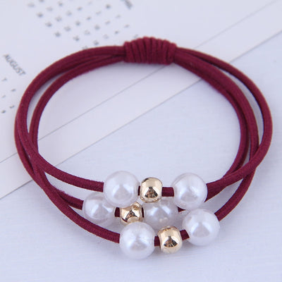 Elegant Pearl Knotted Hair Tie Set - High Elasticity Hair Accessories