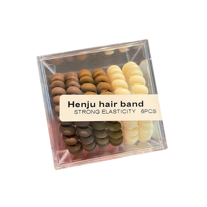 Five Pack Hair Cord Rubber Band Set - Simple Phone Cord Hair Ties for Ponytails