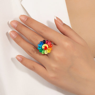 Floral Expression Acrylic Resin Ring for Women