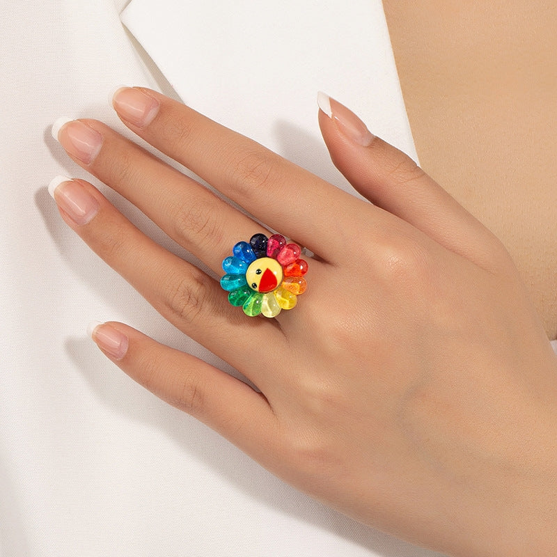 Floral Expression Acrylic Resin Ring for Women