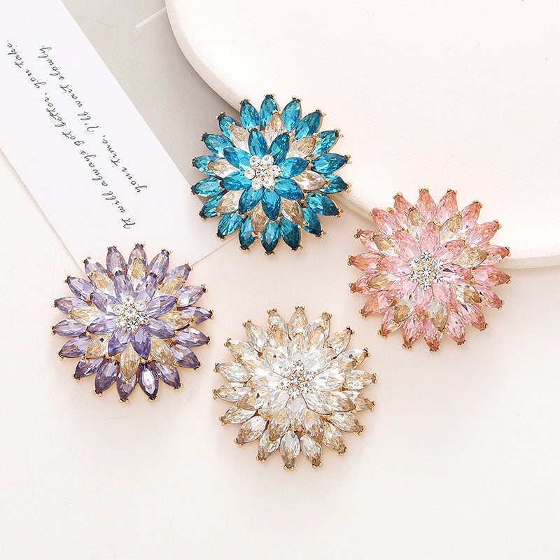 Flower Crystal Gemstone Shoe Charms Alloy Accessories