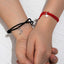 Simple Star and Moon Magnetic Couple Bracelets - Handmade Adjustable Rope Pair