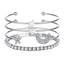 Four-Piece Diamond Star and Moon Crystal Bracelet Set