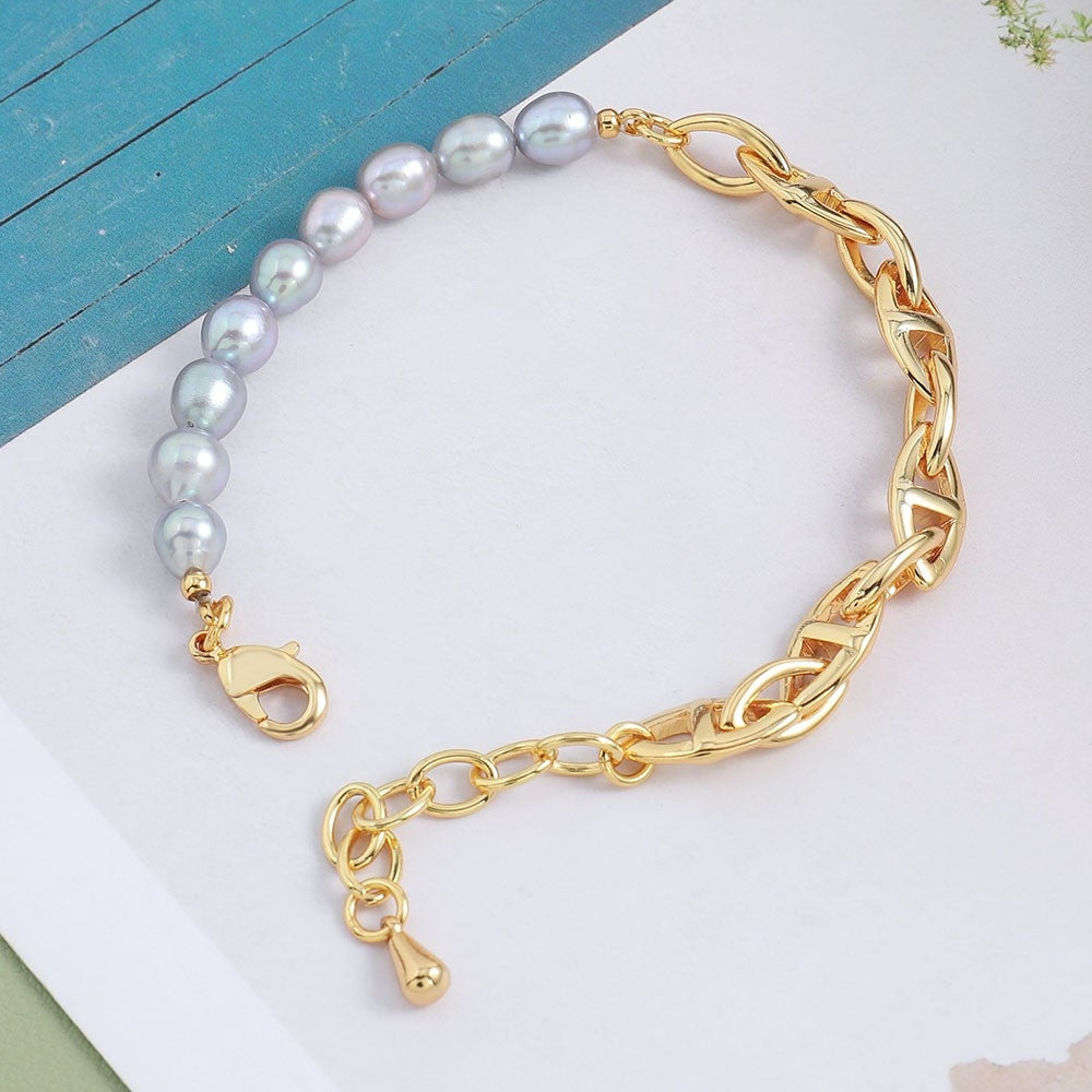 Freshwater Pearl Copper Beaded Irregular Luxury Fashion Bracelets