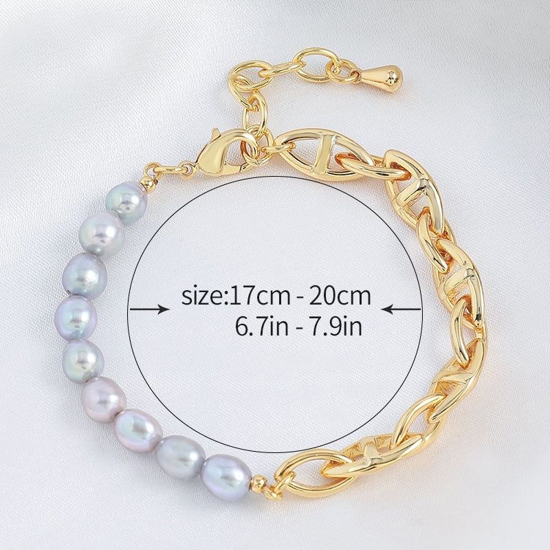 Freshwater Pearl Copper Beaded Irregular Luxury Fashion Bracelets