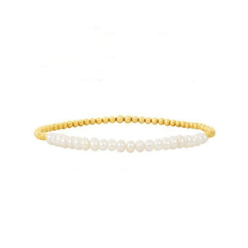 Handmade Bohemian Baroque Freshwater Pearl Geometric Beaded Bracelet with 18k Gold Beads