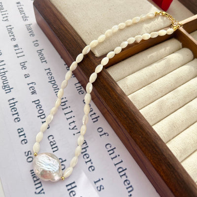 Freshwater Baroque Pearl Geometric Pendant Necklace