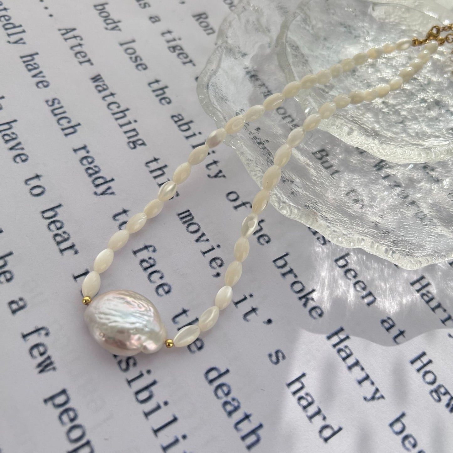 Freshwater Baroque Pearl Geometric Pendant Necklace