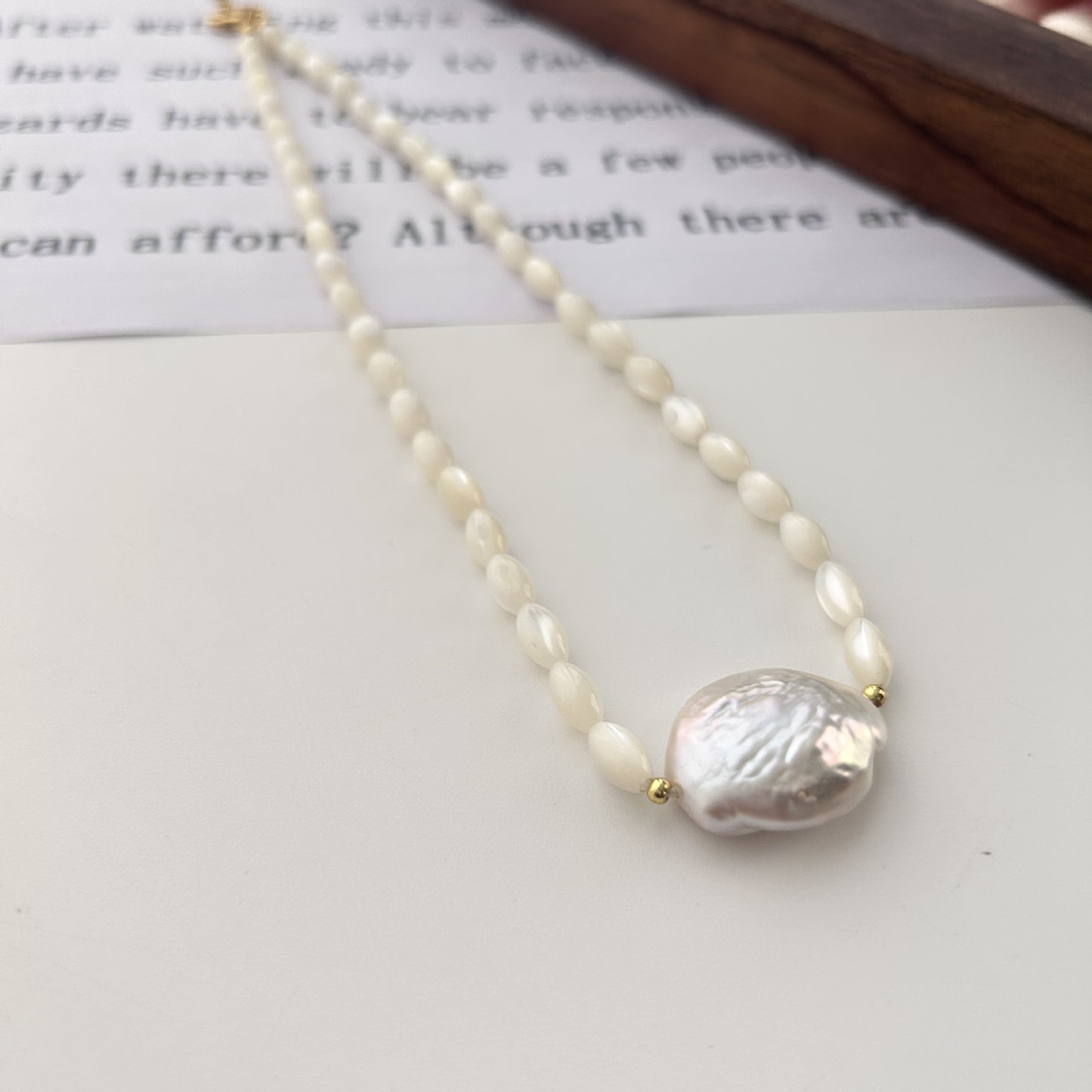 Freshwater Baroque Pearl Geometric Pendant Necklace