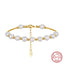 14K Gold Plated Freshwater Pearl Geometric Beaded Adjustable Sterling Silver Bracelet