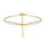 14K Gold Plated Sterling Silver Freshwater Pearl Adjustable Geometric Bracelet