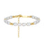 14K Gold Plated Sterling Silver Freshwater Pearl Adjustable Geometric Bracelet