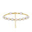 14K Gold Plated Sterling Silver Freshwater Pearl Adjustable Geometric Bracelet