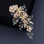 Frosted Crystal Pearl Edge Vintage Golden Flower Hair Clip for Brides