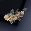 Frosted Crystal Pearl Edge Vintage Golden Flower Hair Clip for Brides