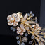 Frosted Crystal Pearl Edge Vintage Golden Flower Hair Clip for Brides