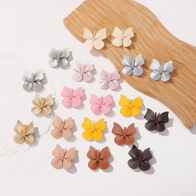 Girls' Butterfly Hair Clip - Glossy Leather & Polyester Rib Hair Accessory